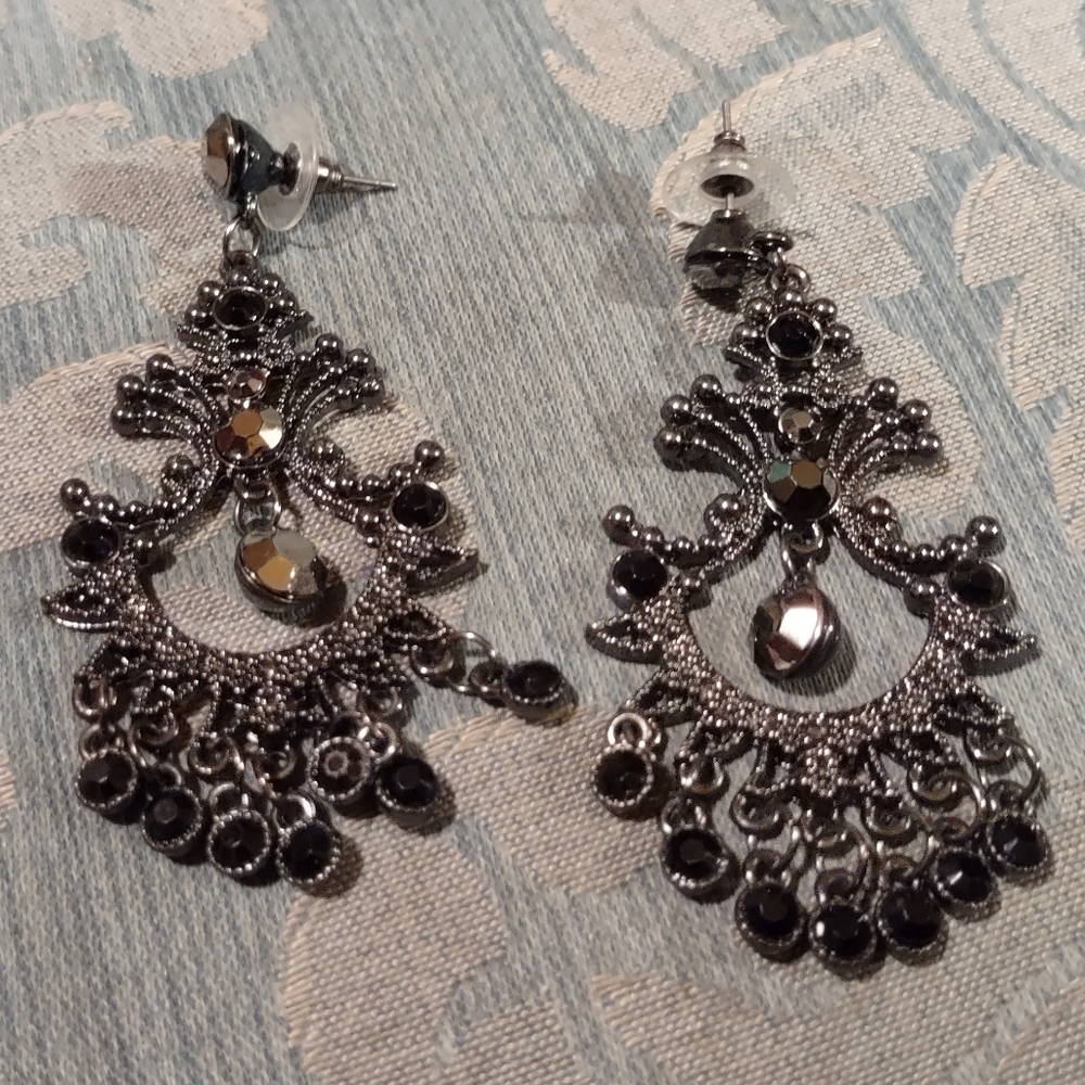 Black onyx chandelier earrings